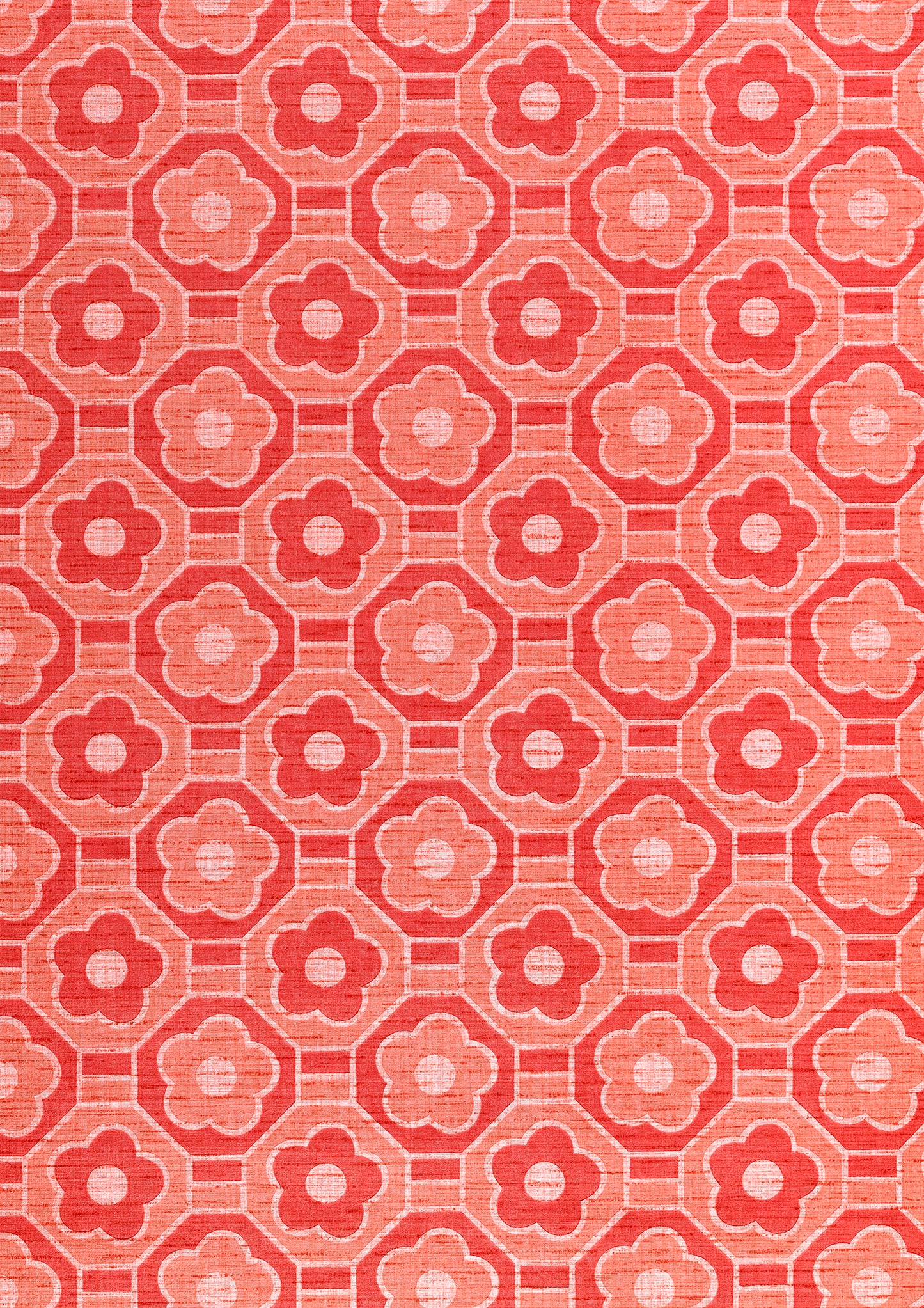 Red and Peach A1 Photography Backdrop - Floral Vintage Wallpaper