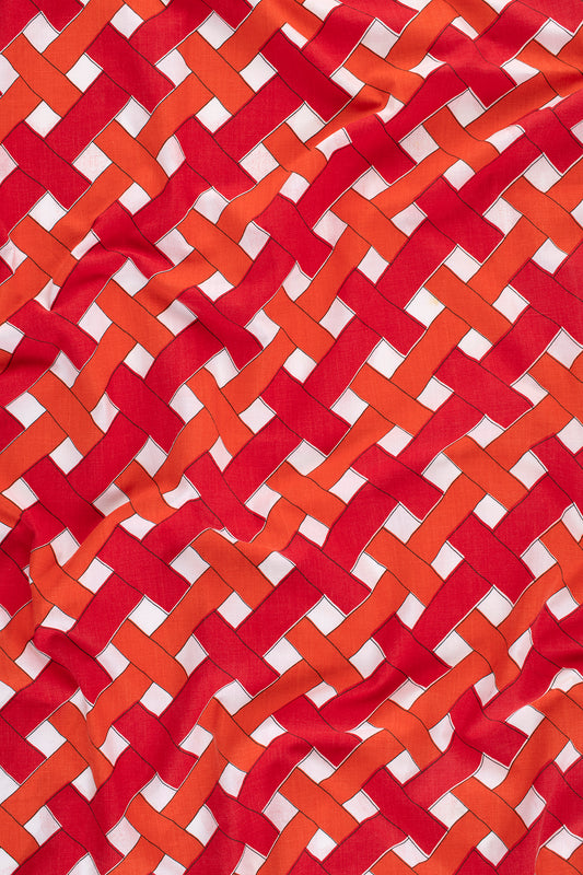 Red and Orange A1 Photography Backdrop - Retro Basket Weave Fabric