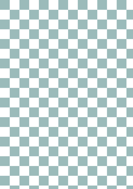 White and Pastel Blue A1 Checkerboard Photography Backdrop