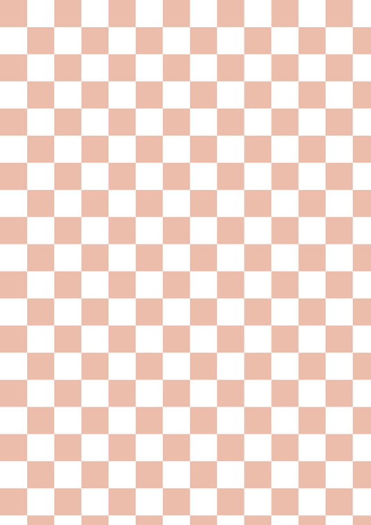 Checkerboard A1 Photography Backdrop - Peach and White
