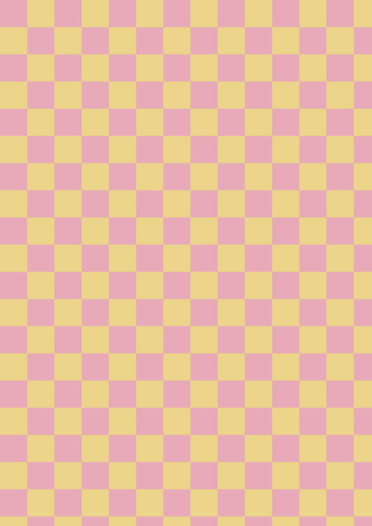 Checkerboard A1 Photography Backdrop - Pink and Yellow