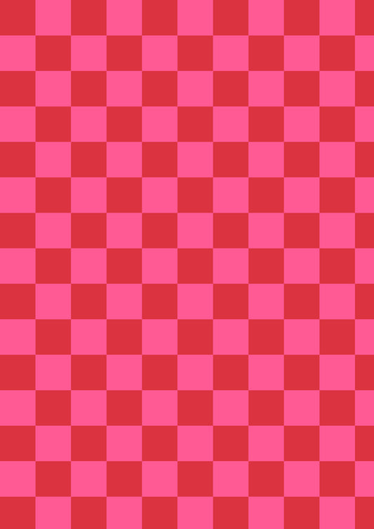 Checkerboard A1 Photography Backdrop - Red and Pink