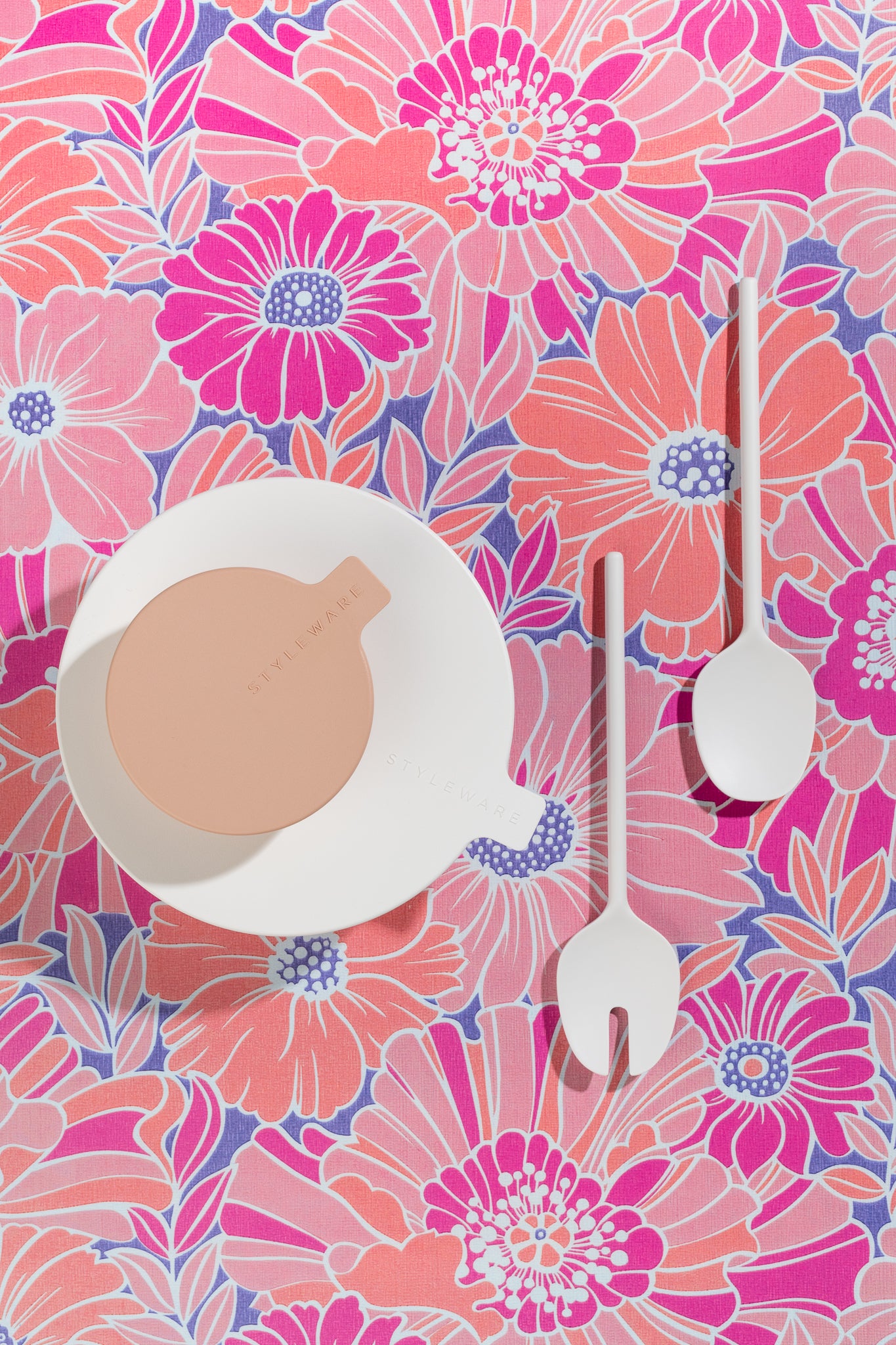 Pastel Pink and Peach A1 Photography Backdrop - Floral Vintage Wallpaper